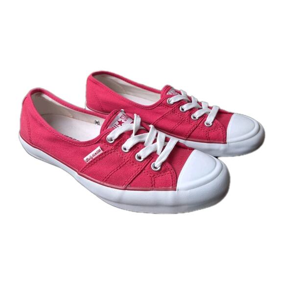 Converse Lady All Star Shoes Size 9 Red Chuck Taylor Low Top Womens Sneaker Rare - Picture 2 of 11